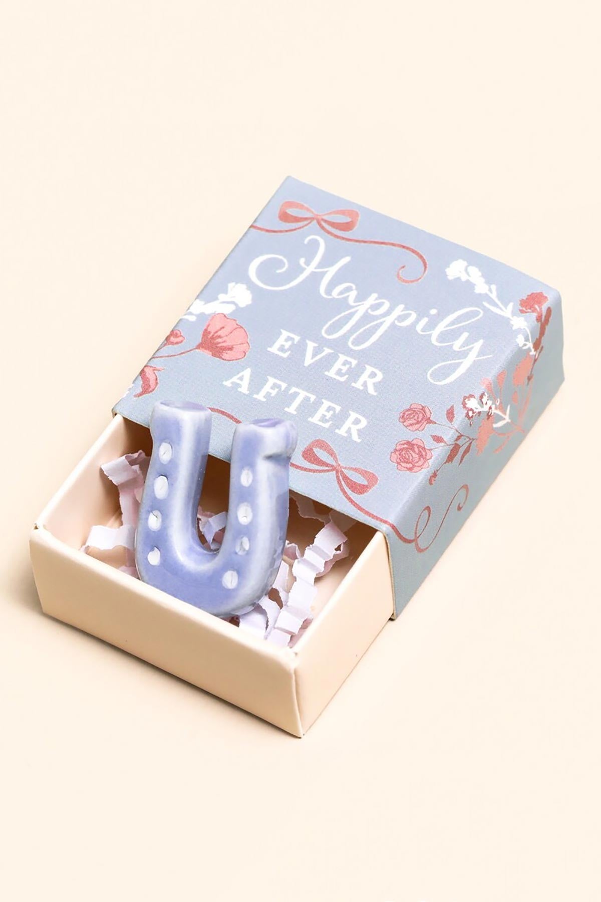 Tiny hand-painted ceramic horseshoe good luck token in matchbox keepsake gift — Urban Wild