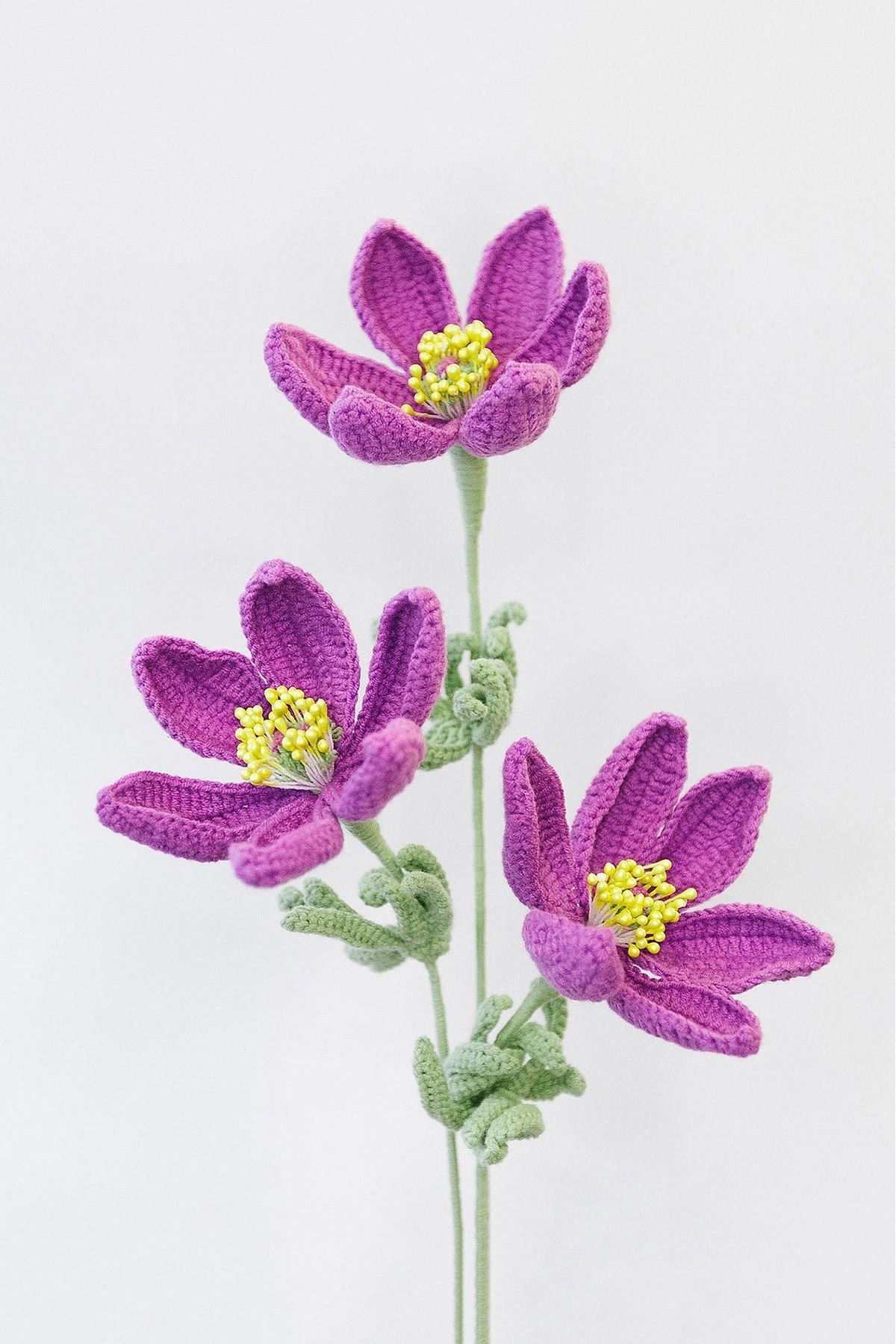 Handmade Crochet Pasqueflower Stem in Soft Purple — Urban Wild
