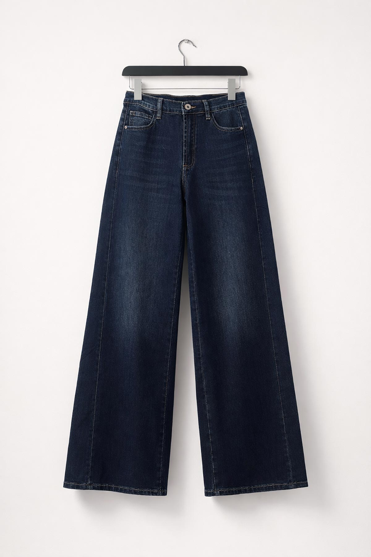 Dark indigo wide leg panelled jeans by Urban Wild
