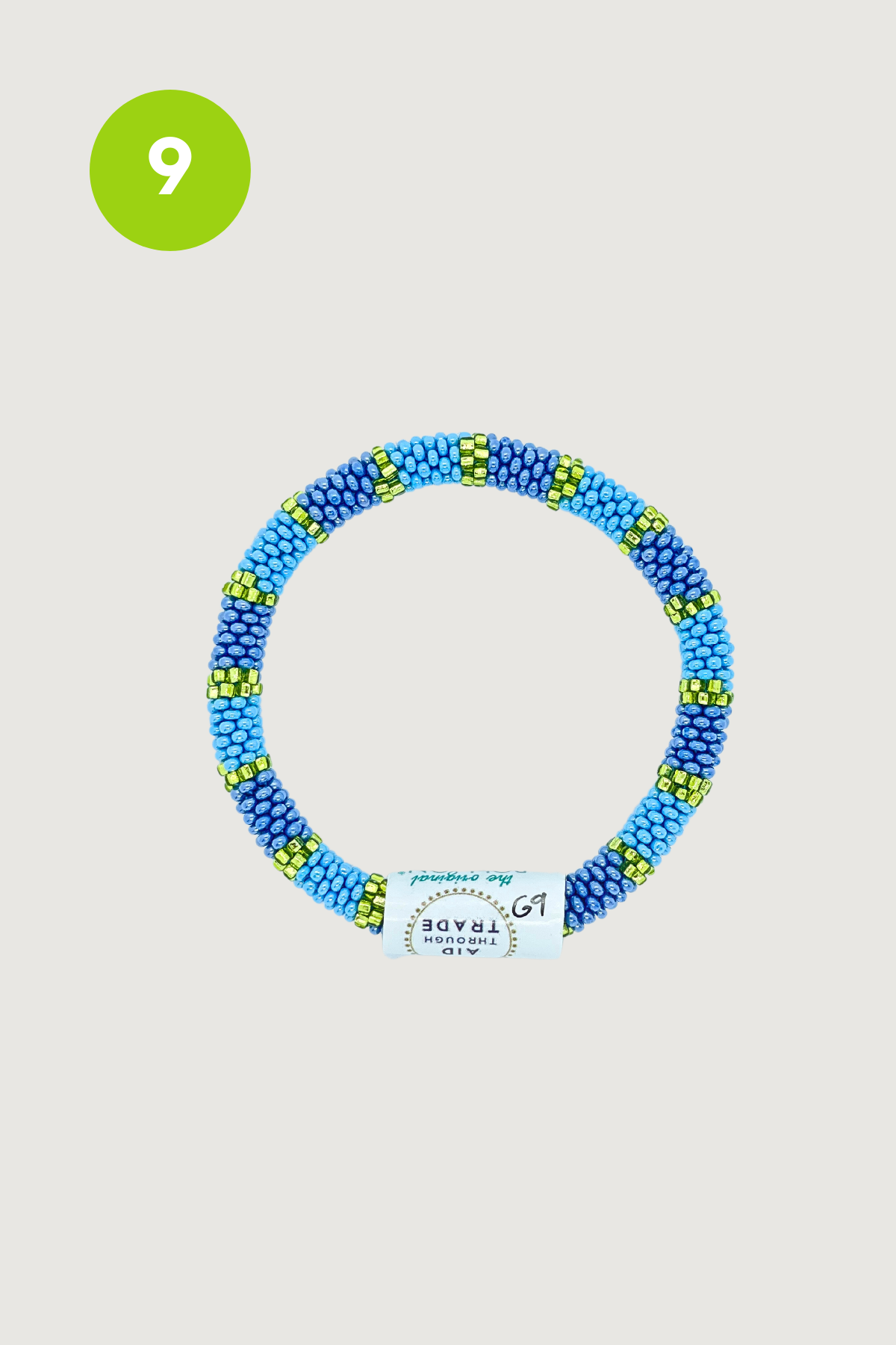 Blue and lime green beaded Roll-On bracelet — Urban Wild