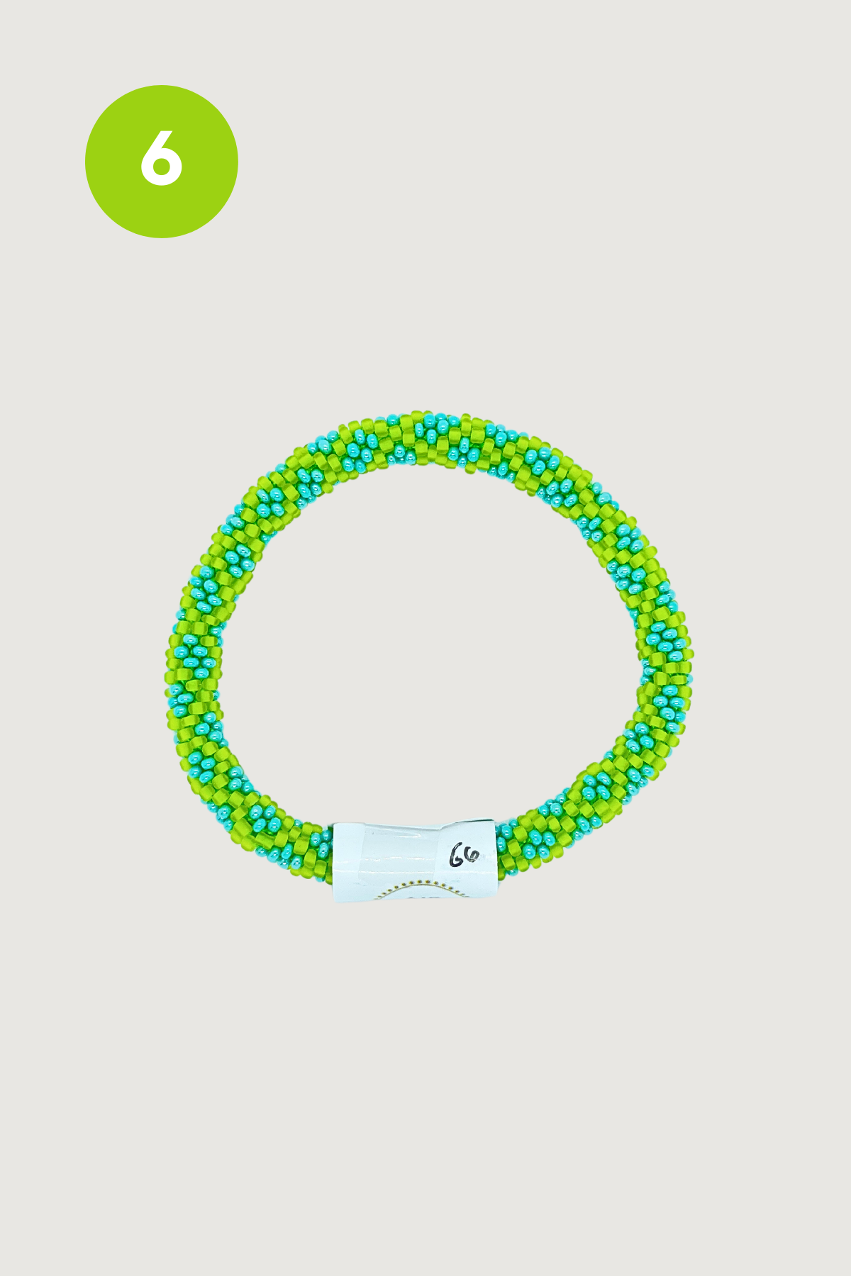 Lime and turquoise spiral beaded Roll-On bracelet — Urban Wild