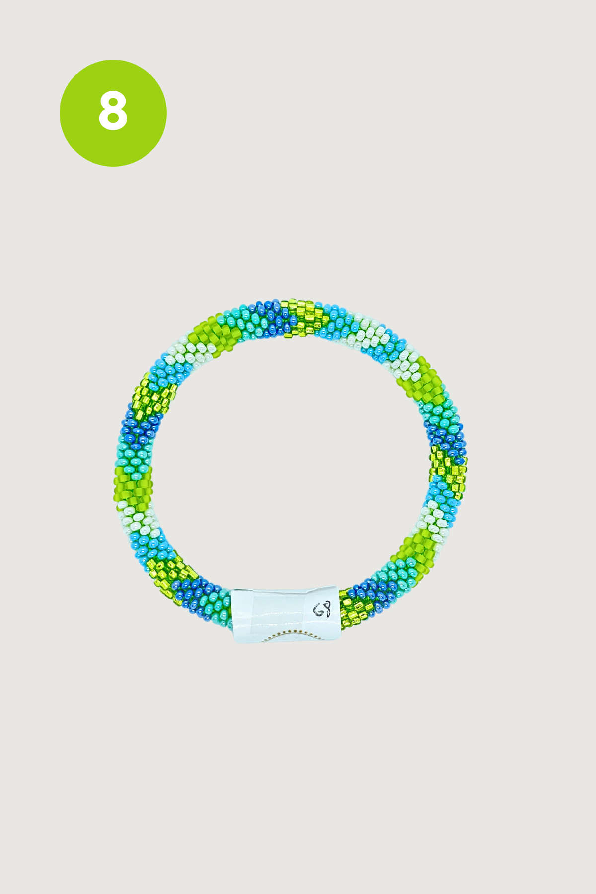 Multicolour green blue and ivory beaded Roll-On bracelet — Urban Wild