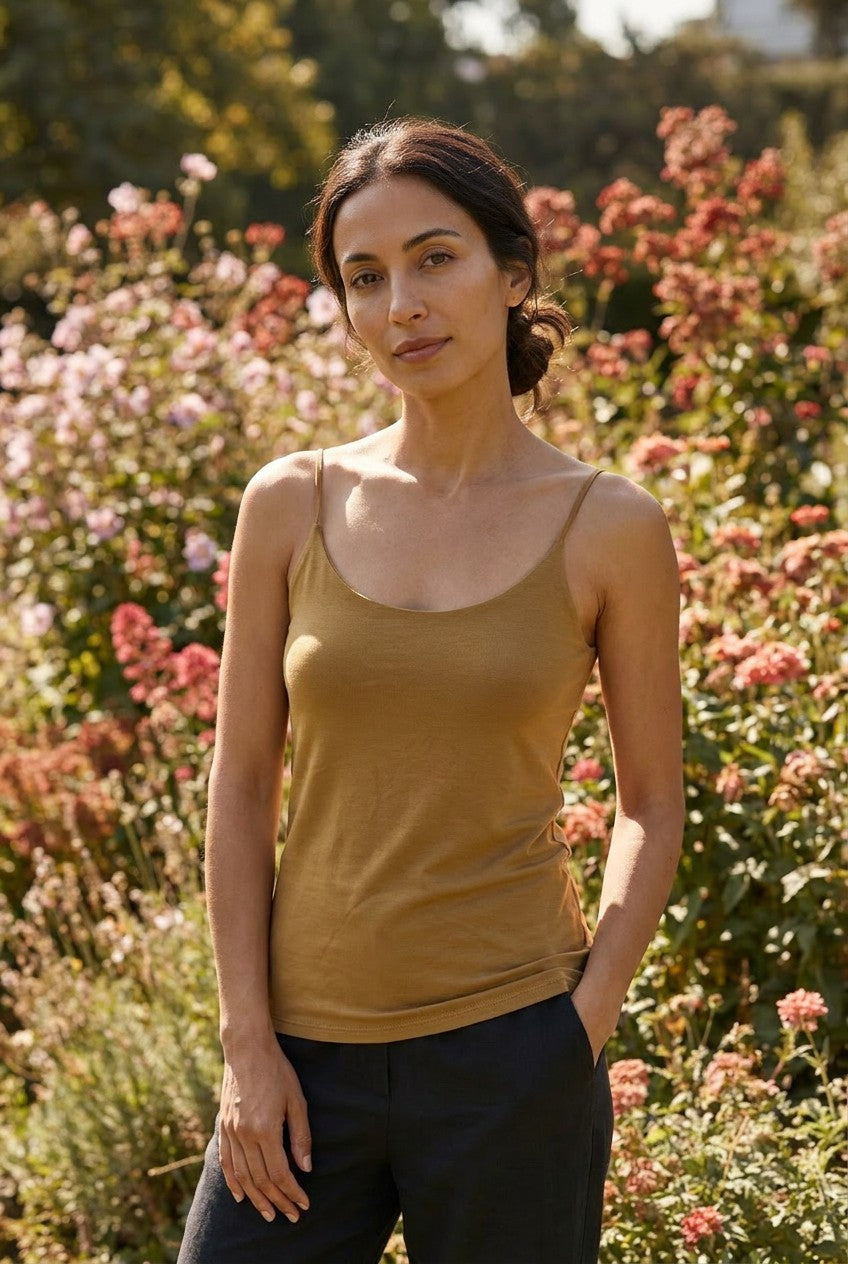 Caramel Soft Viscose Strappy Lined Vest, Garden Lifestyle — Urban Wild