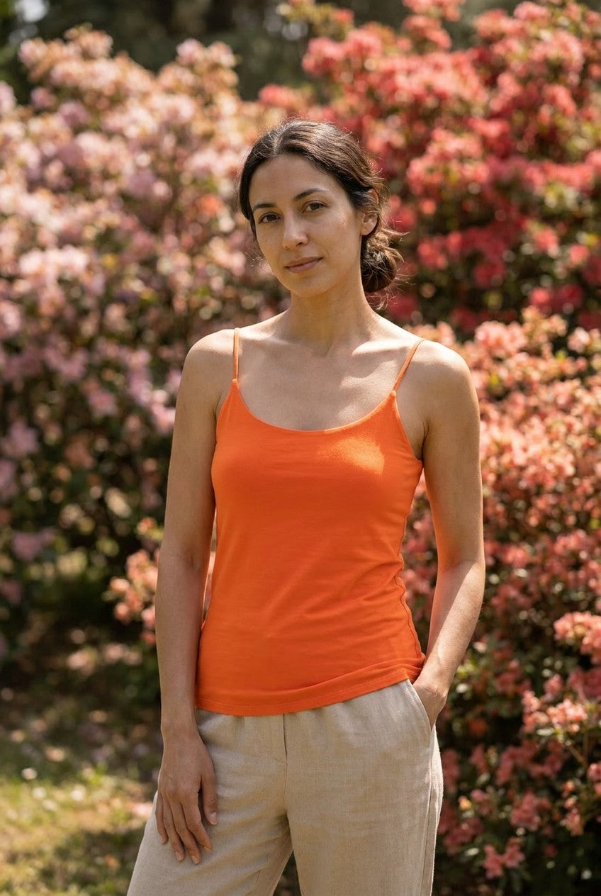 Orange Soft Viscose Strappy Lined Vest, Garden Lifestyle — Urban Wild
