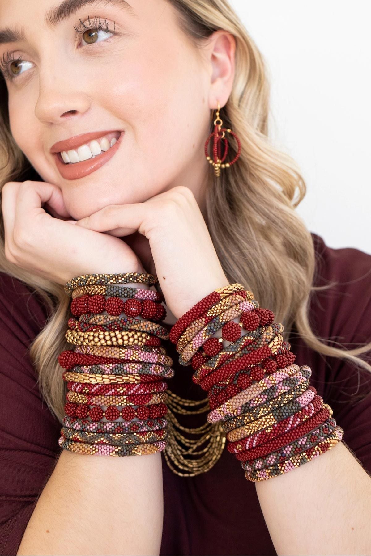 Garnet Roll-On Beaded Bracelet — Urban Wild