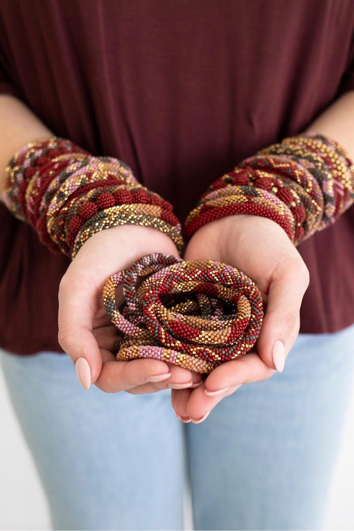 Garnet Roll-On Beaded Bracelet — Urban Wild