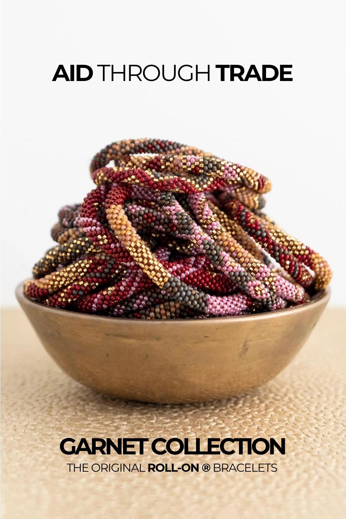 Garnet Roll-On beaded bracelet set of twelve in jewel-toned reds and browns — Urban Wild