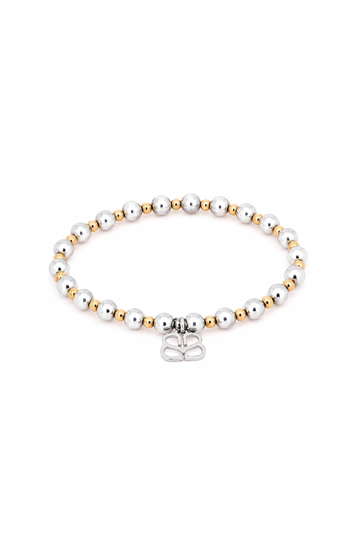 Gemma silver and gold mixed metal waterproof bead stretch bracelet by Boho Betty — Urban Wild