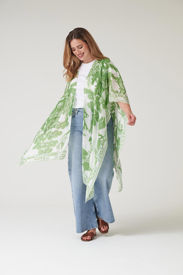 Giant Willow green print lightweight throwover cover up in modal and cupro — Urban Wild