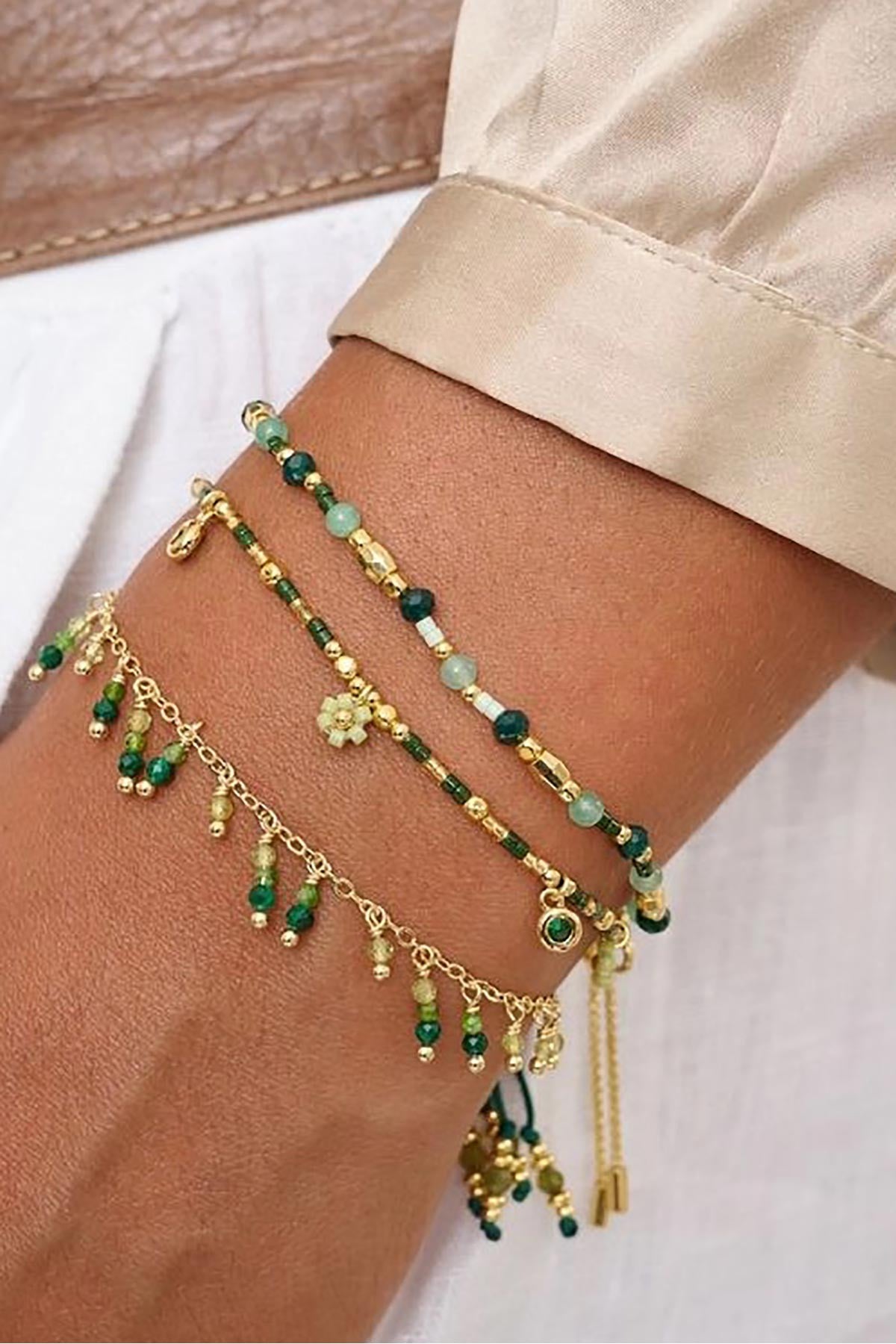 Heather Malachite & Green Gemstone Gold Bracelet — Urban Wild