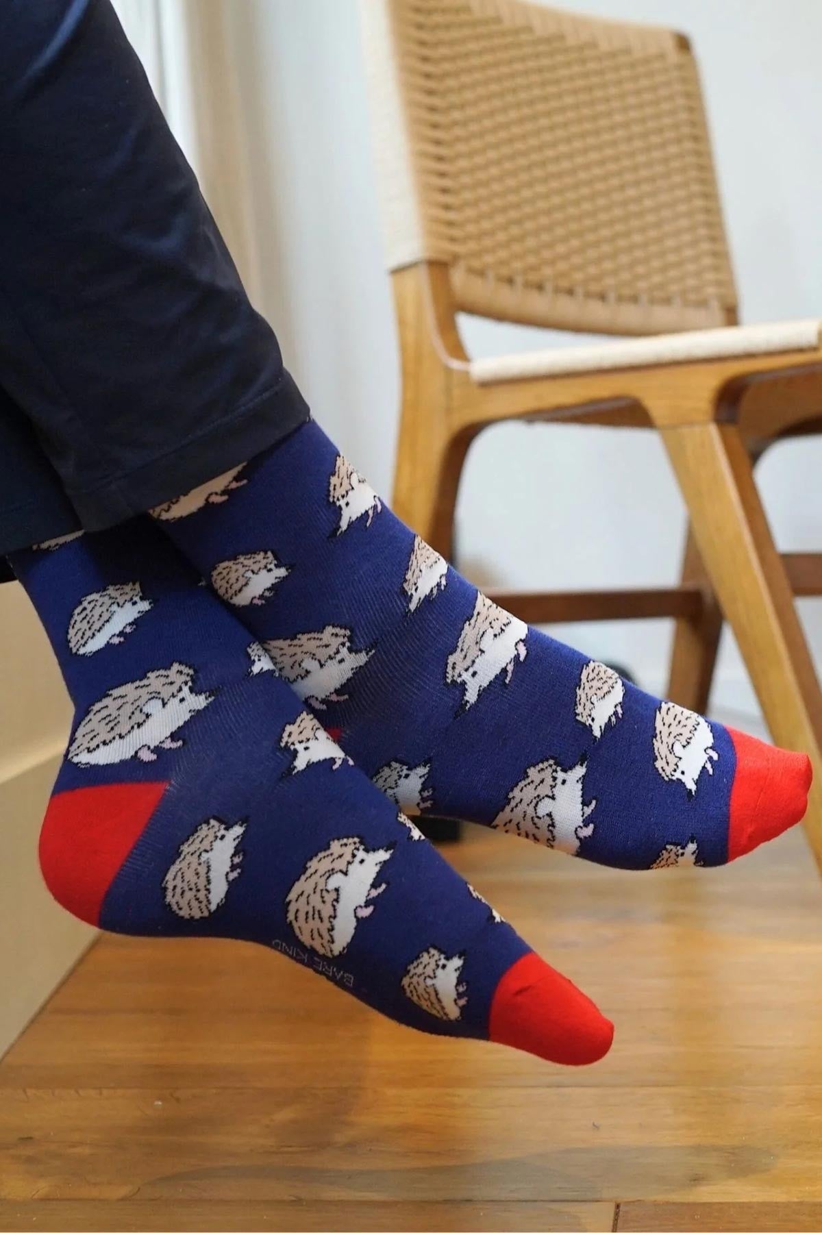 Save the Hedgehogs Blue Bamboo Crew Socks — Urban Wild