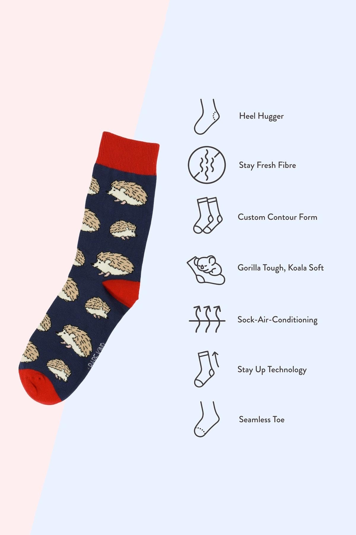 Save the Hedgehogs Blue Bamboo Crew Socks — Urban Wild