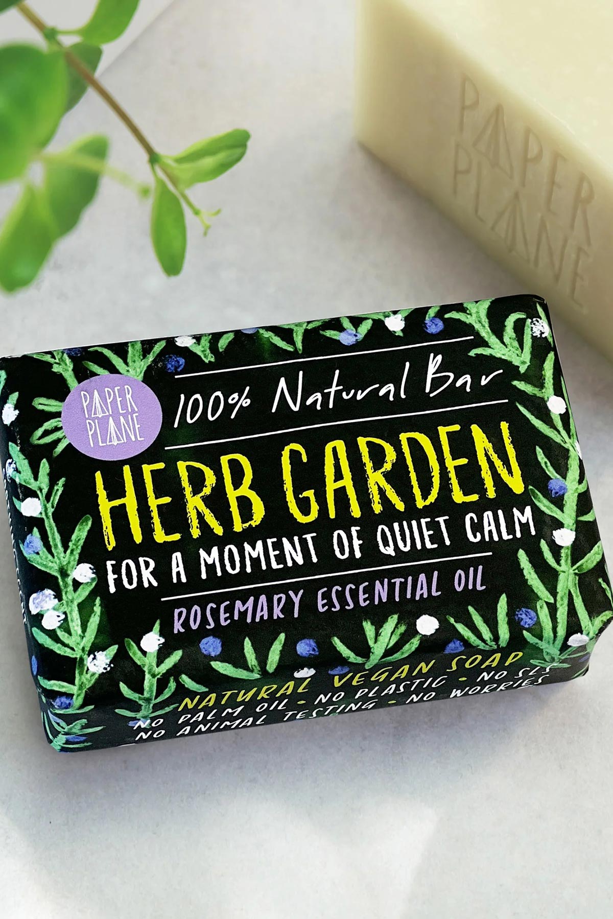 Herb Garden rosemary natural vegan soap bar with painted botanical wrap — Urban Wild