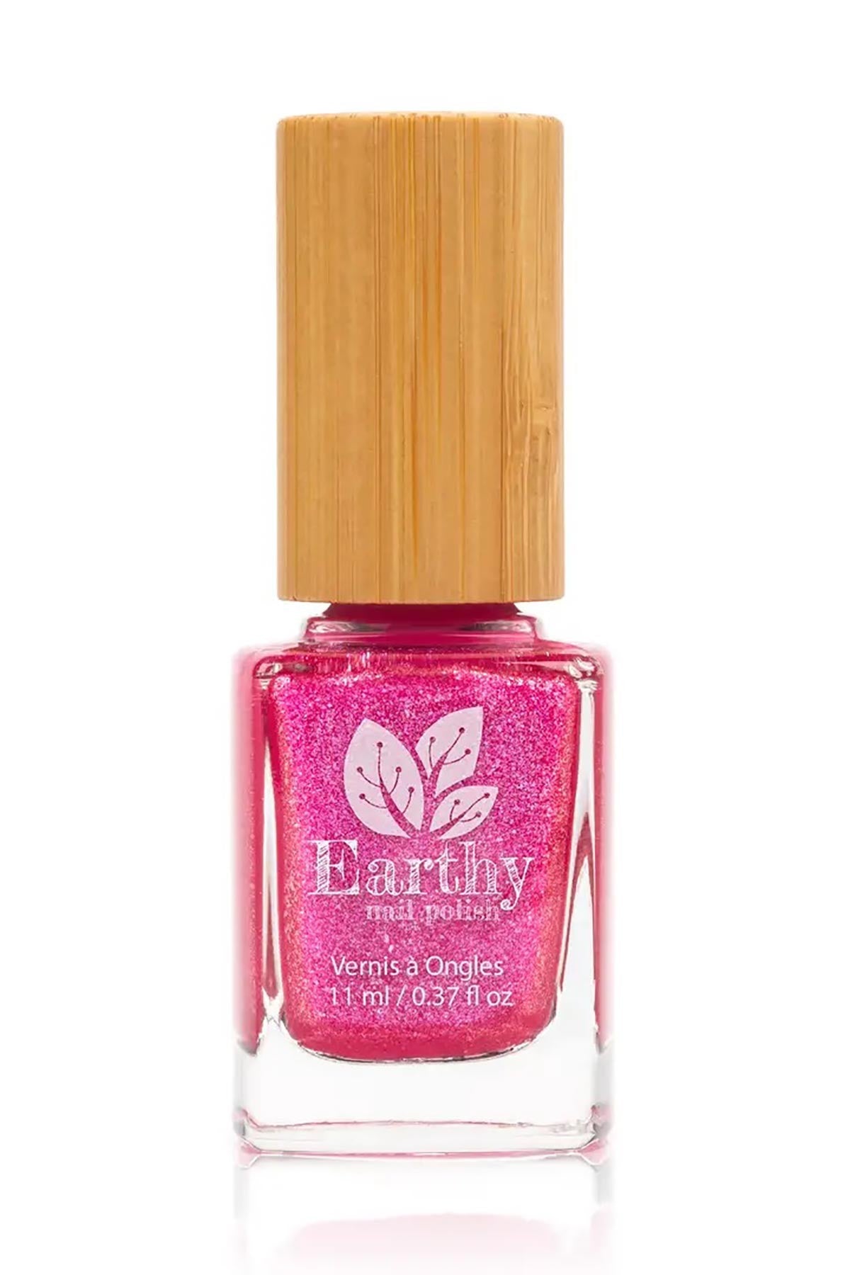 Jaipur vivid pink glitter plant-based vegan nail polish with bamboo cap — Urban Wild