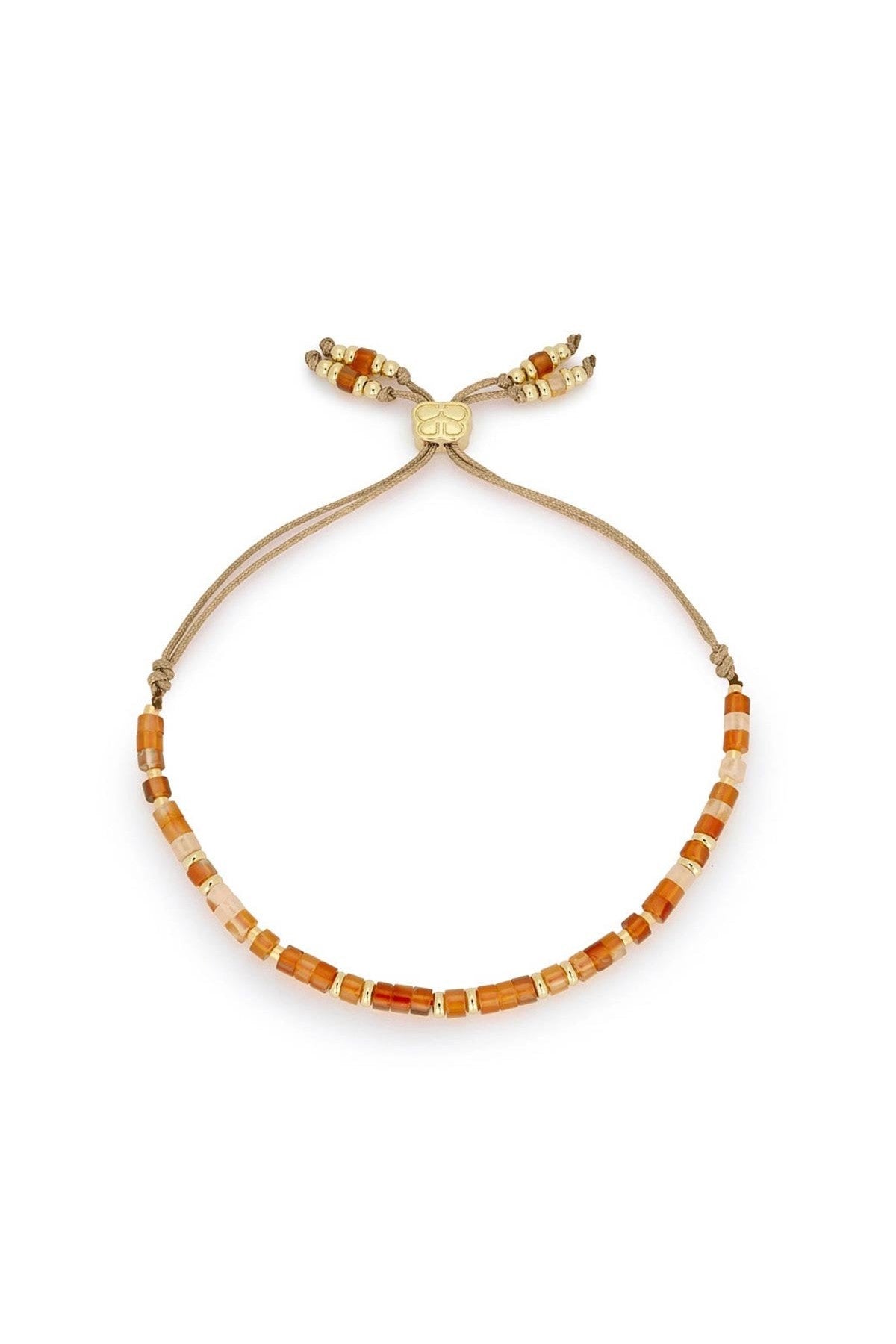 Liv red agate gemstone and gold slider bracelet with adjustable thread fastening — Urban Wild