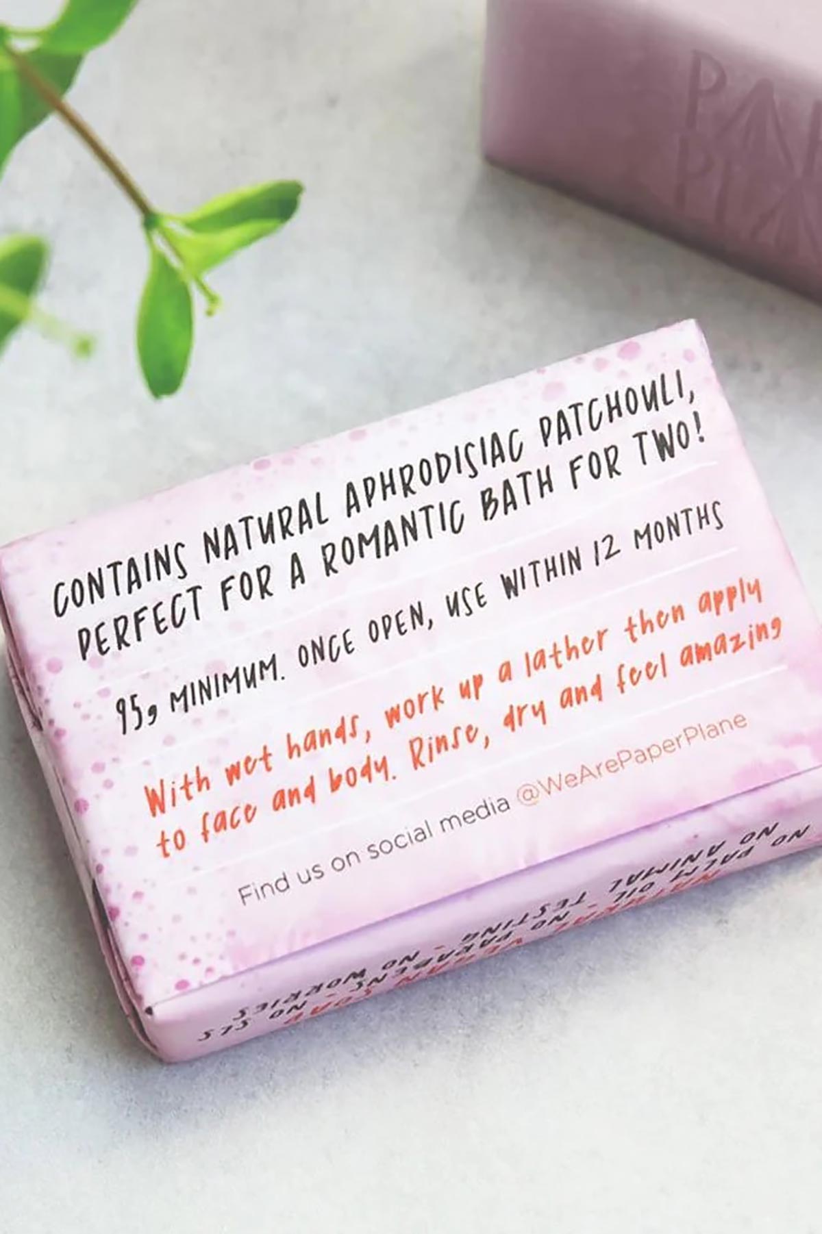 Lovers' Soap reverse packaging showing patchouli aphrodisiac romantic bath details — Urban Wild