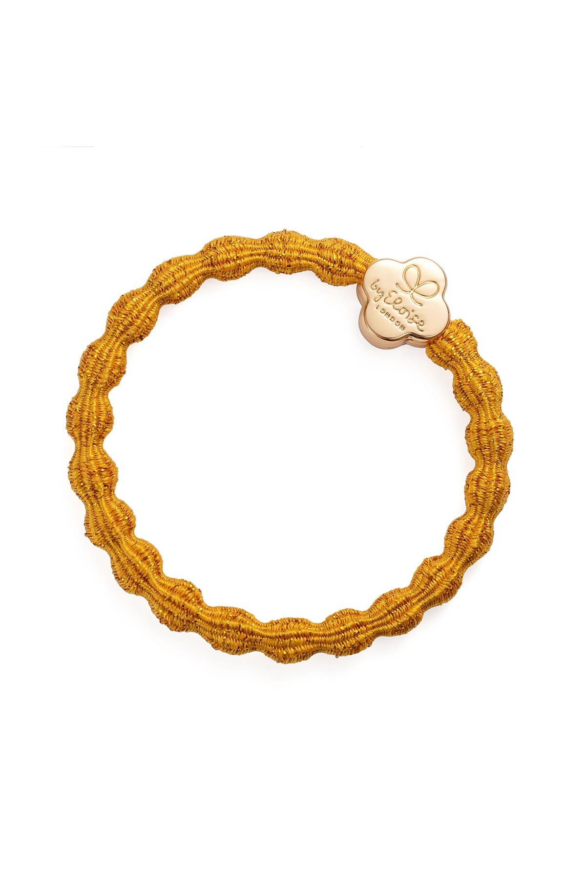 Metallic turmeric yellow quatrefoil gold charm bangle band hair accessory — Urban Wild