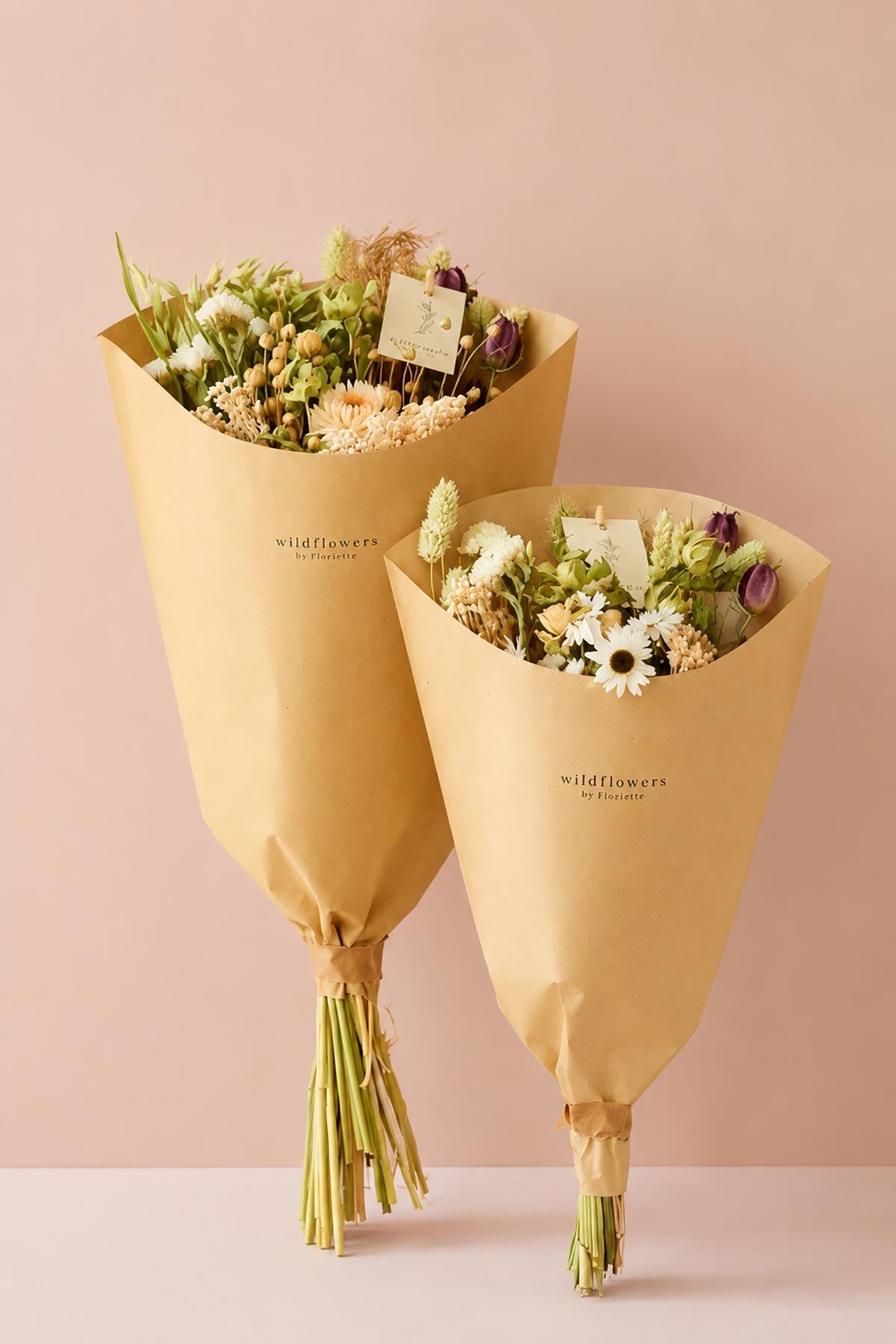 Natural hand-tied dried wildflower field bouquet with wheat, oats and delicate blooms — Urban Wild