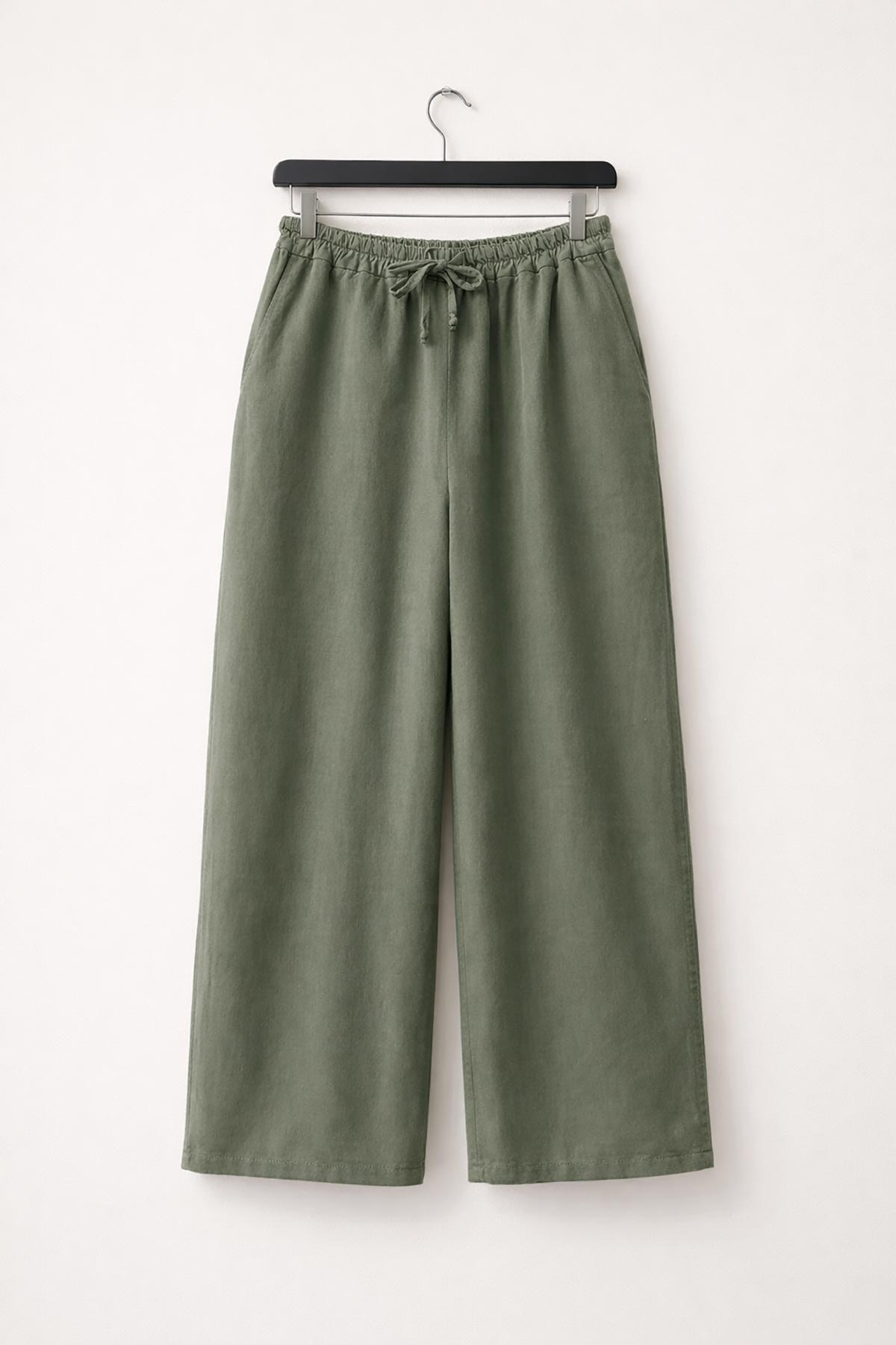 Olive needle cord cotton wide leg joggers by Urban Wild