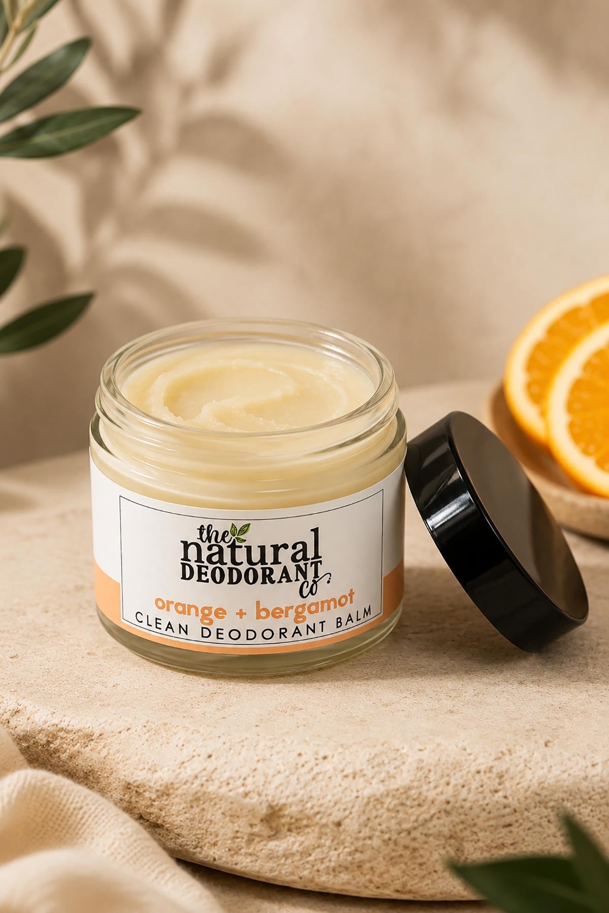 Natural orange and bergamot deodorant balm in 55g pot, aluminium-free formula — Urban Wild