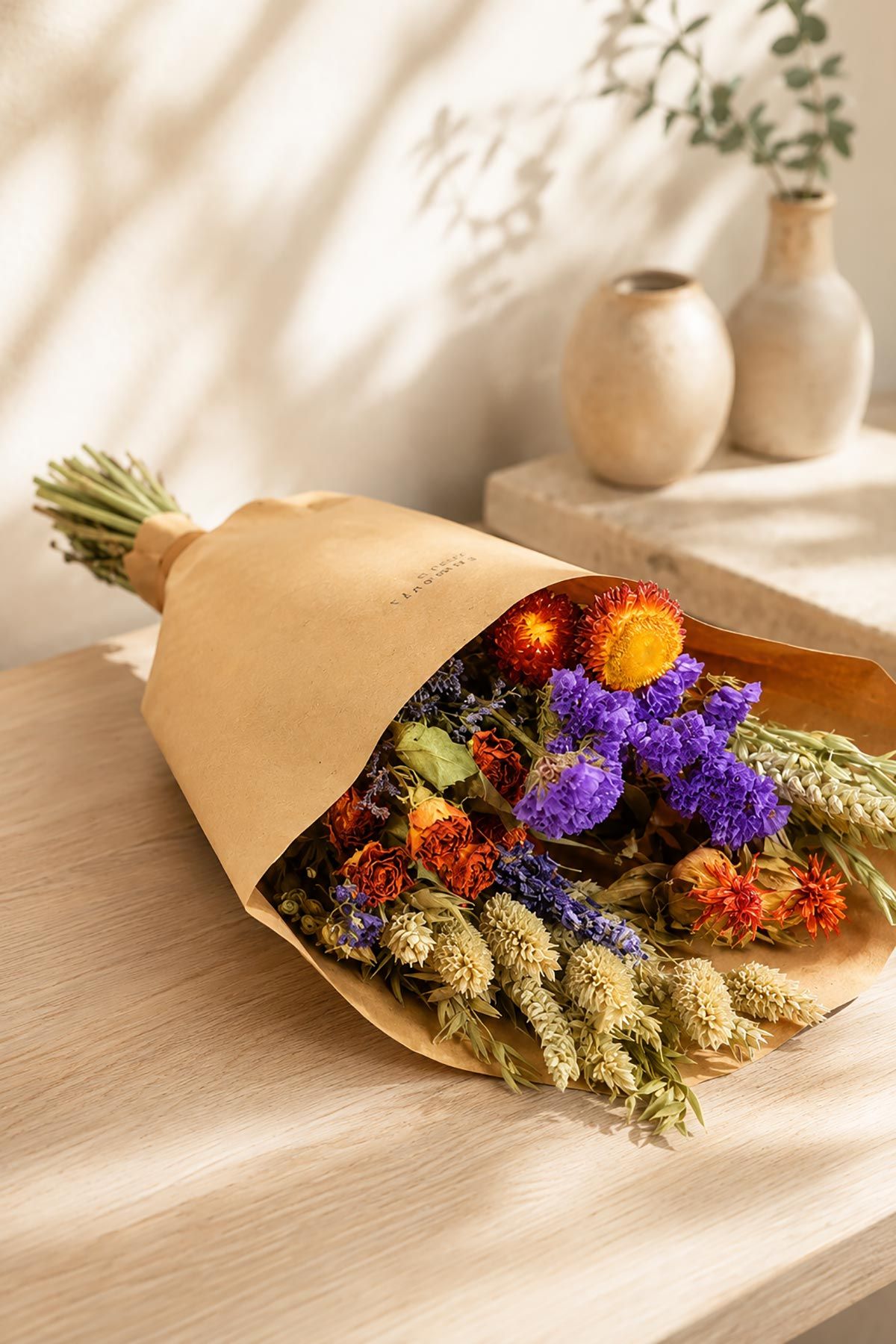 Orange Dried Flowers Field Bouquet — Urban Wild