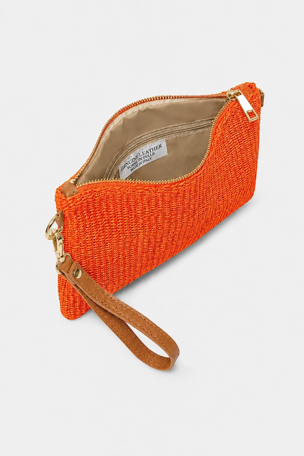 Handmade Italian Raffia and Leather Bag in Orange — Urban Wild