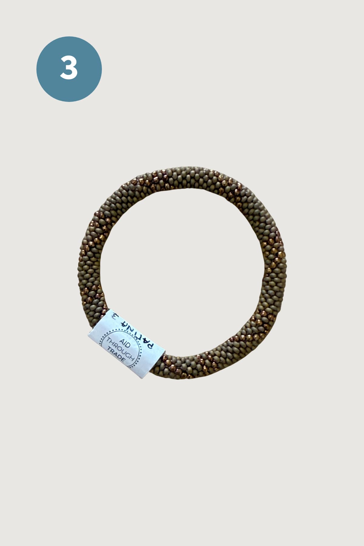 Olive bronze beaded roll-on bracelet handmade by women artisans — Urban Wild