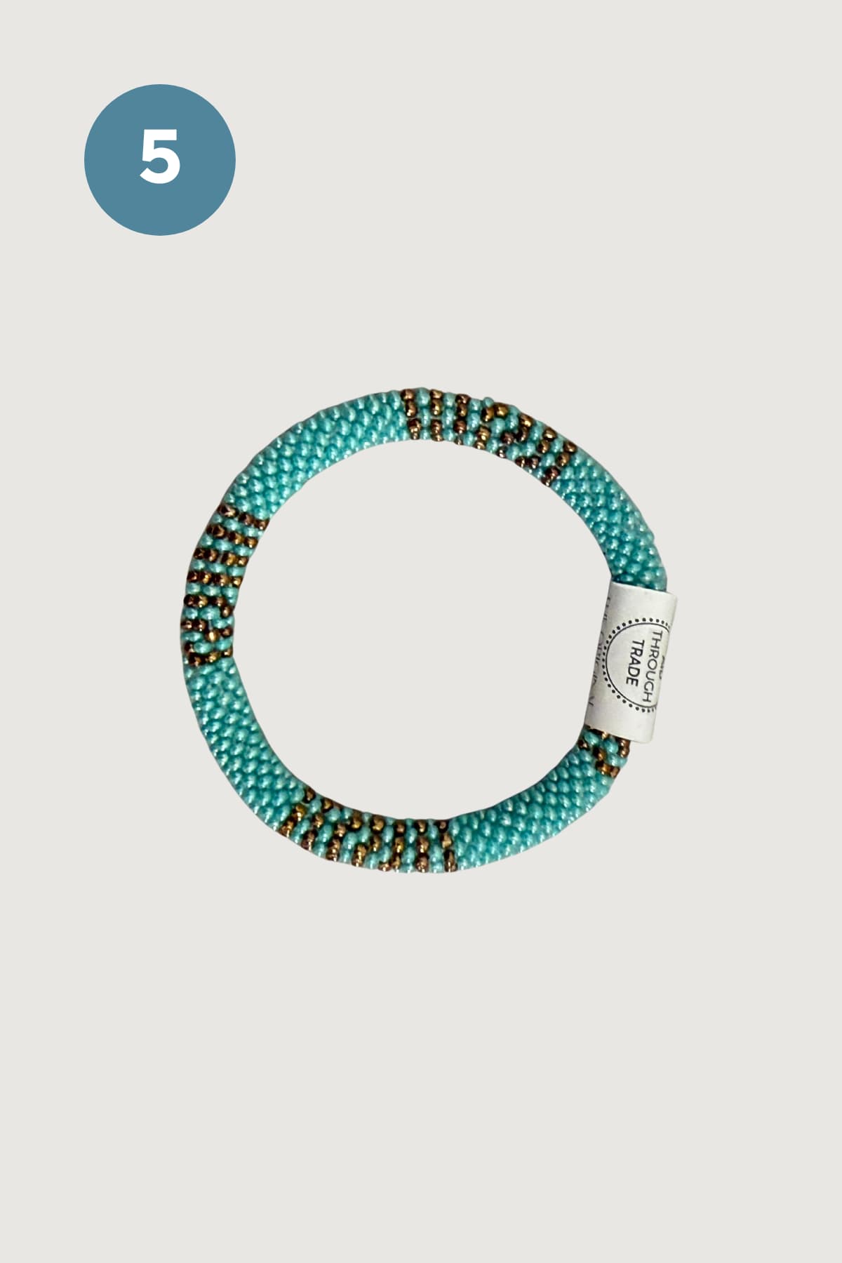 Turquoise and bronze beaded roll-on bracelet handmade Nepal — Urban Wild