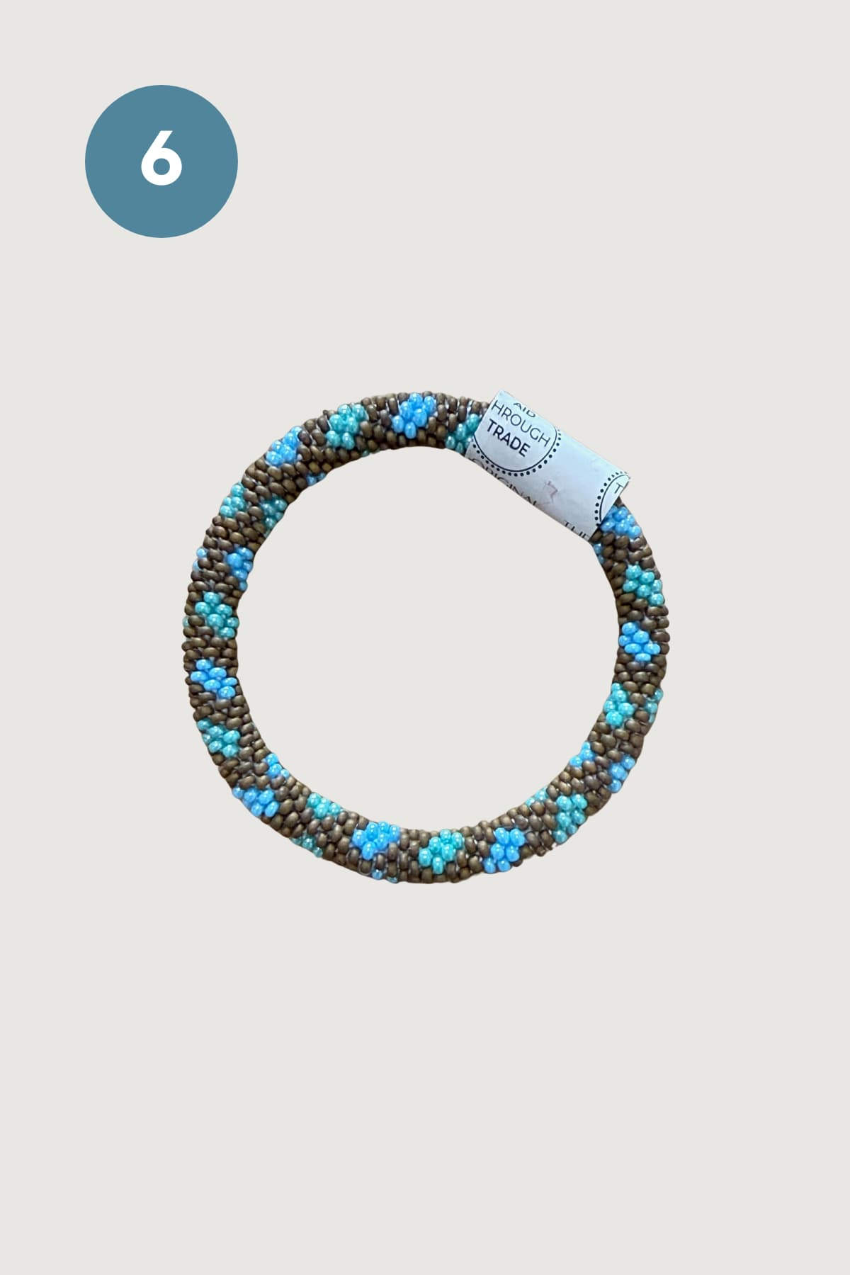 Olive green and turquoise floral beaded roll-on bracelet — Urban Wild