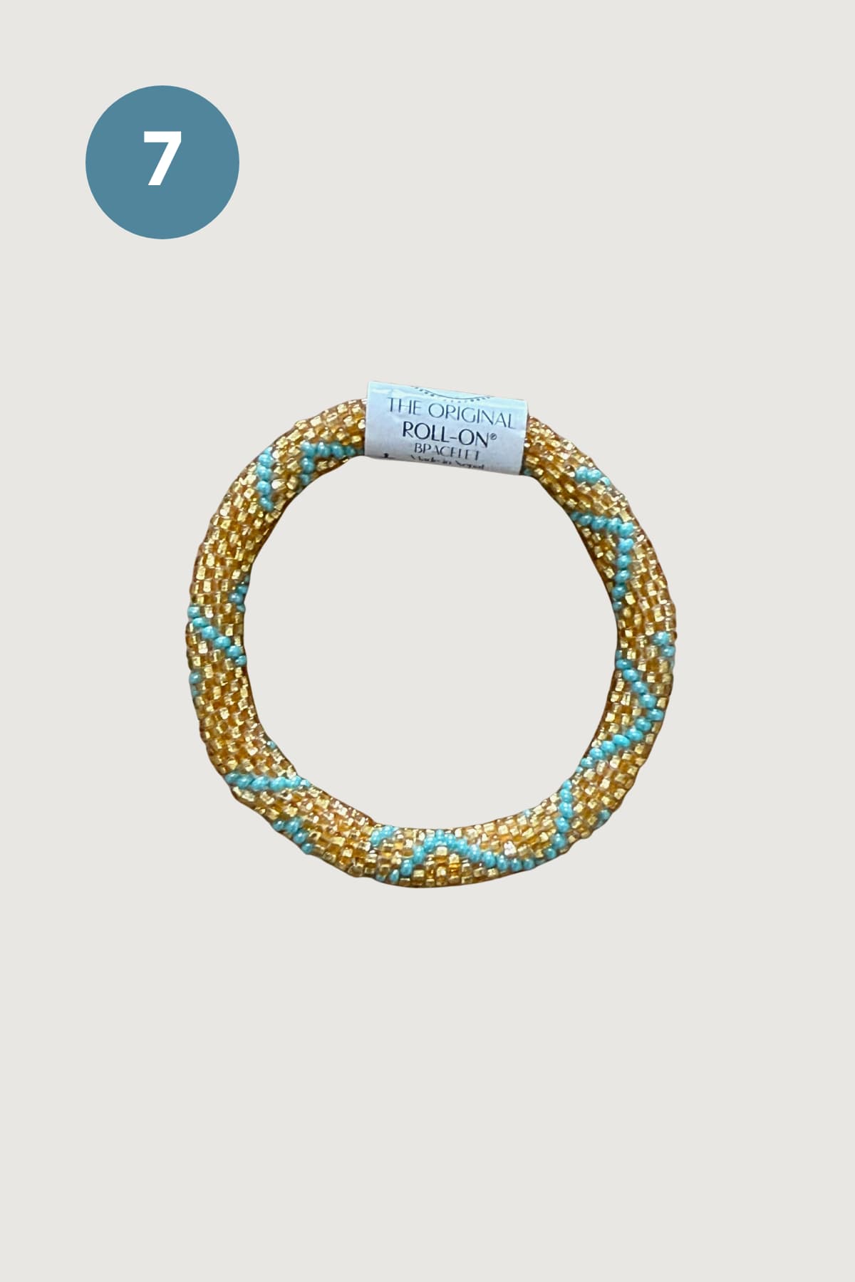 Gold and turquoise wave beaded roll-on bracelet fair trade — Urban Wild