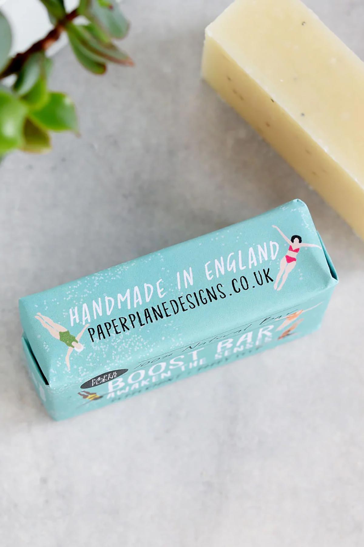 Handmade in England Paper Plane Boost Bar peppermint soap eco-friendly paper wrap - Urban Wild