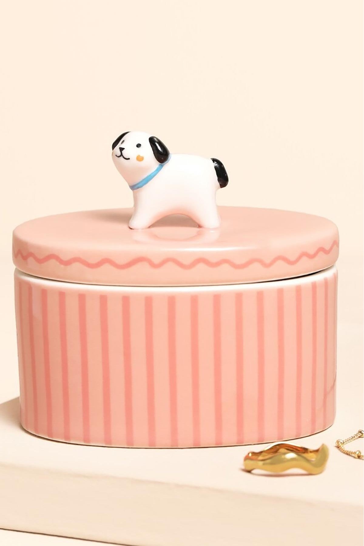 Pink Oval Ceramic Dog Trinket Pot — Urban Wild