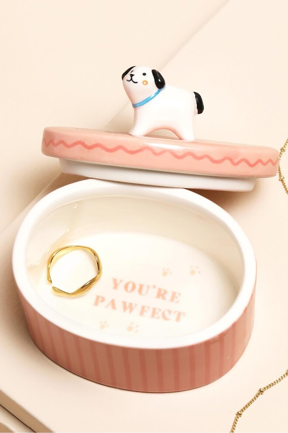 Pink Oval Ceramic Dog Trinket Pot — Urban Wild