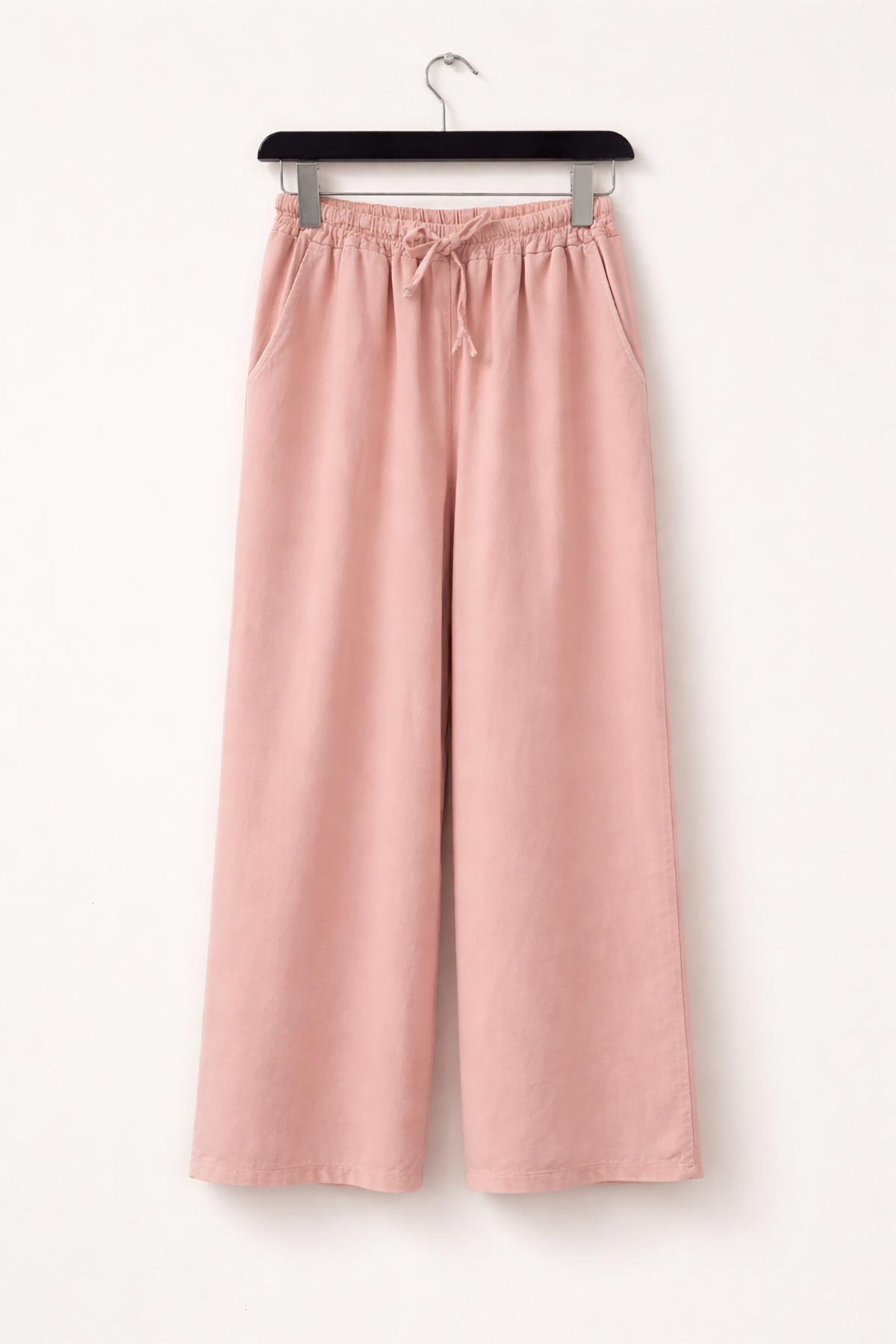 Pink needle cord cotton wide leg joggers by Urban Wild