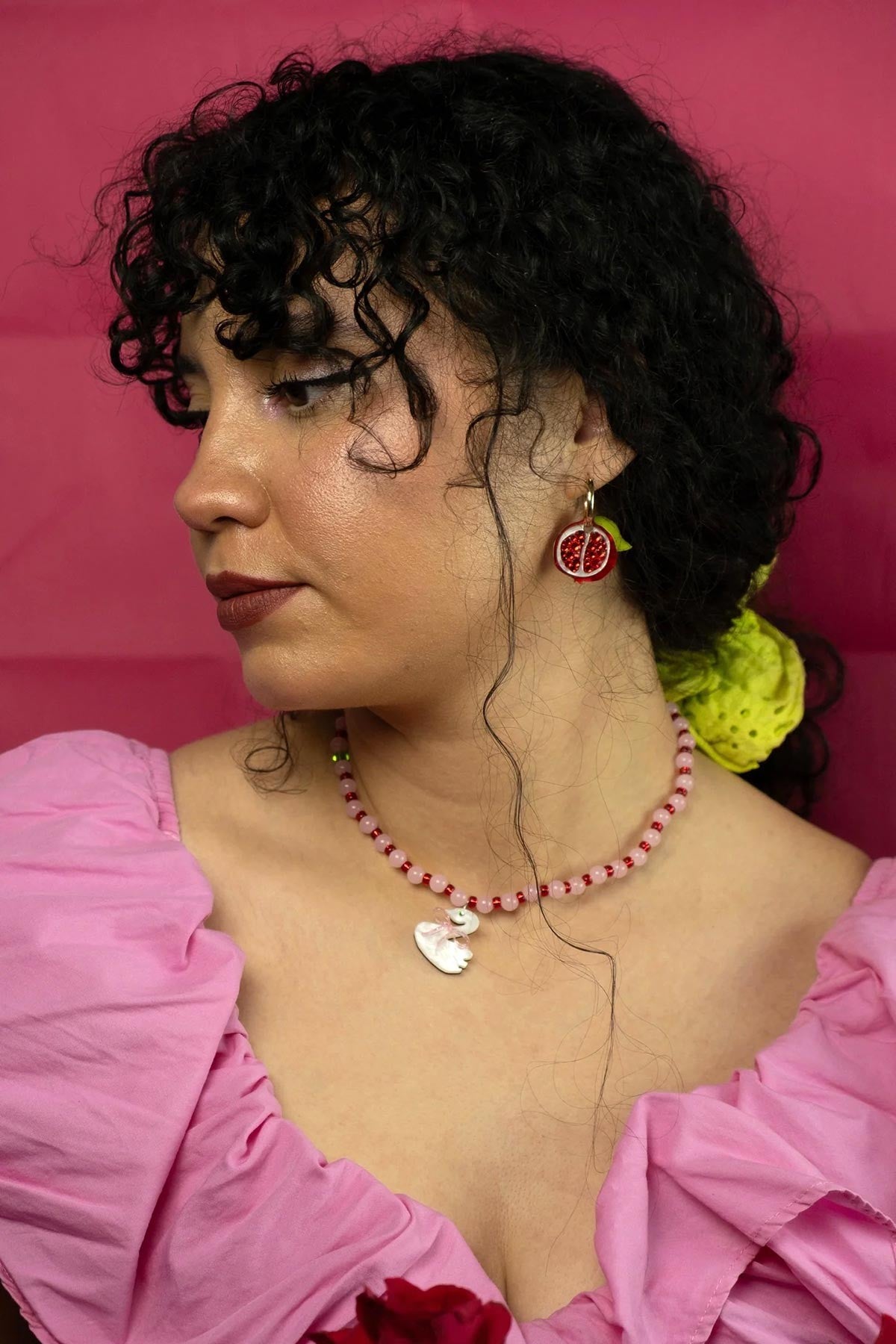 Pomegranate Charm Hoop Earrings in Gold — Urban Wild