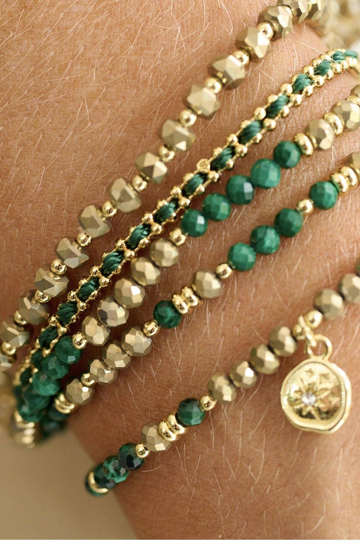Prunus Gold & Crystal Beaded Stretch Bracelet — Urban Wild
