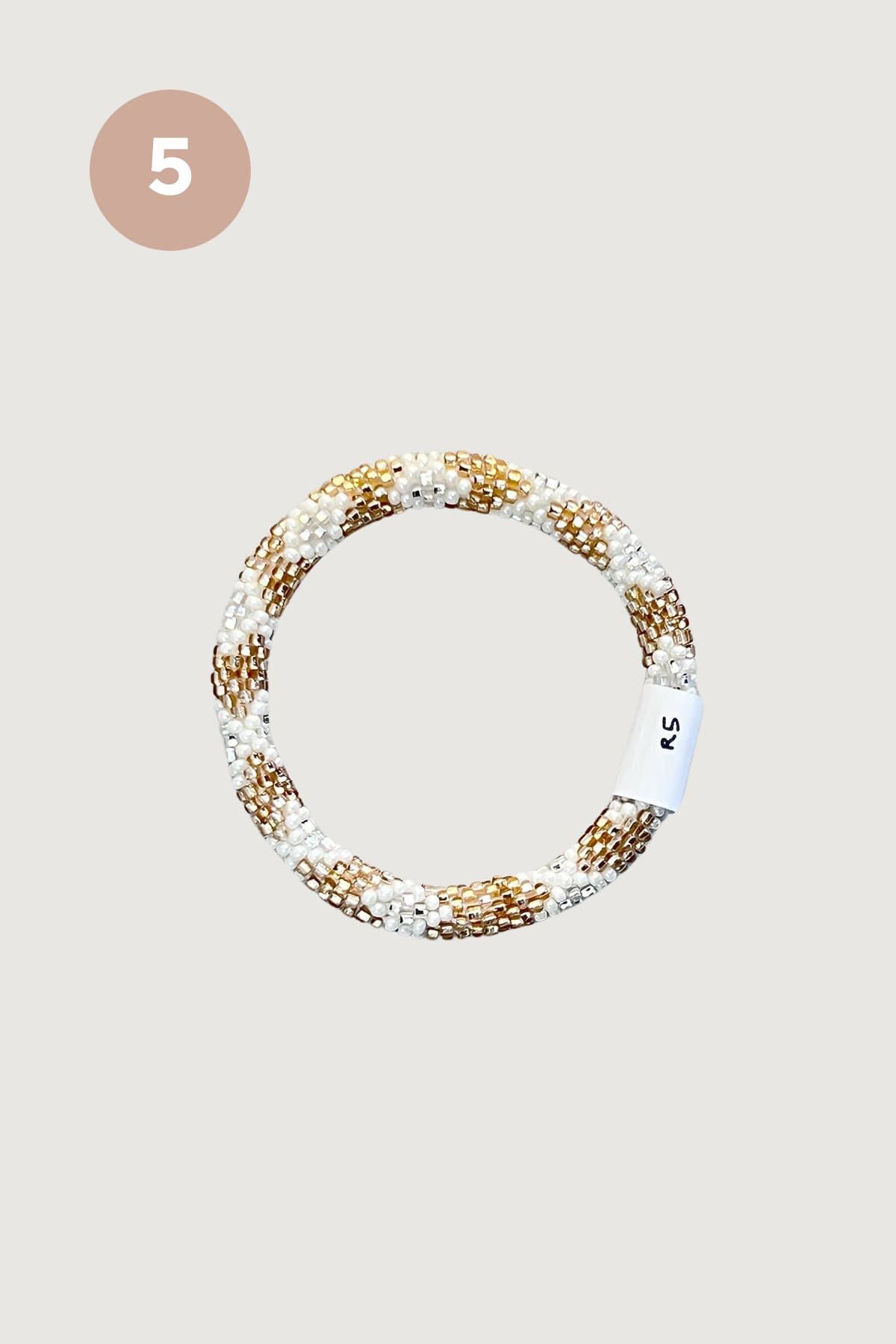 Gold and ivory beaded Roll-On bracelet design five handmade fair trade - Urban Wild