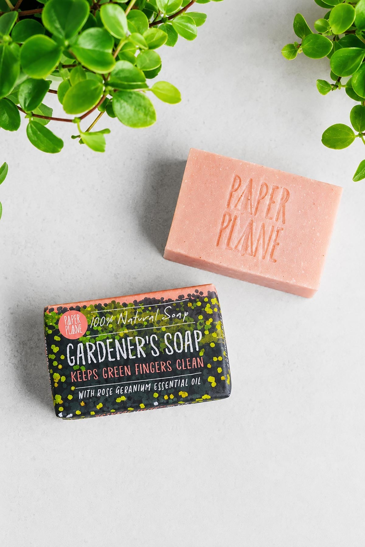 Rose geranium gardener's natural vegan soap bar with floral paper wrap — Urban Wild