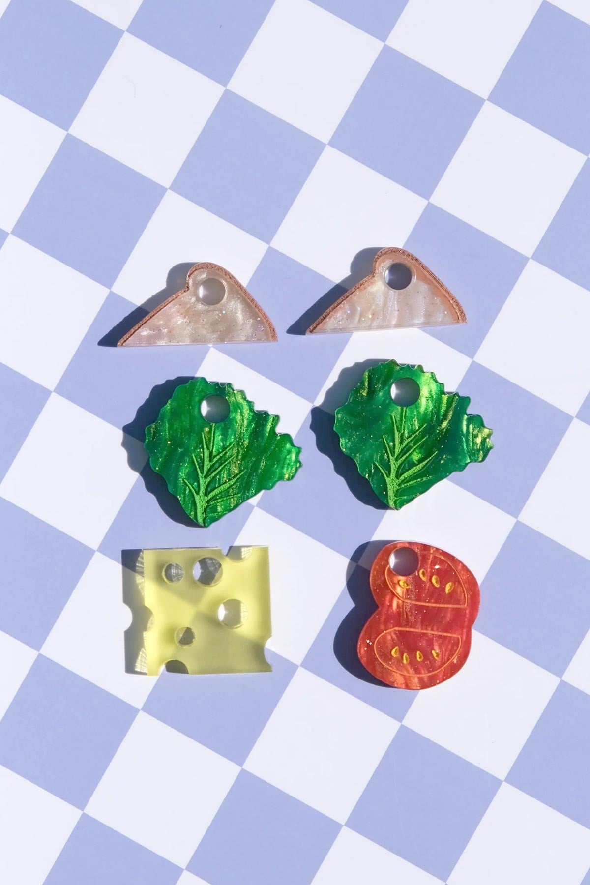 Sandwich Charm Hoop Earrings with Bread Lettuce Tomato and Cheese — Urban Wild