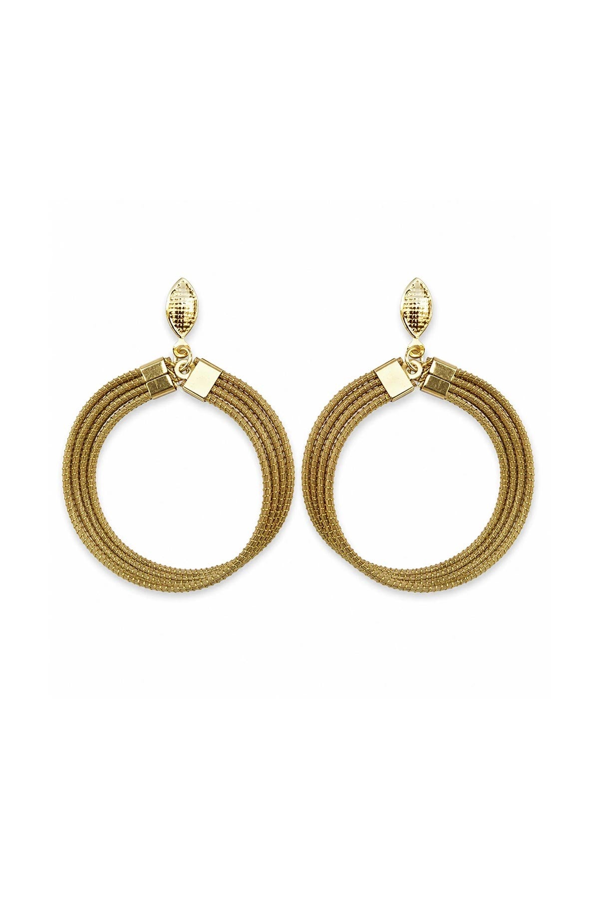 Santos golden grass circular statement earrings handwoven in Brazil — Urban Wild