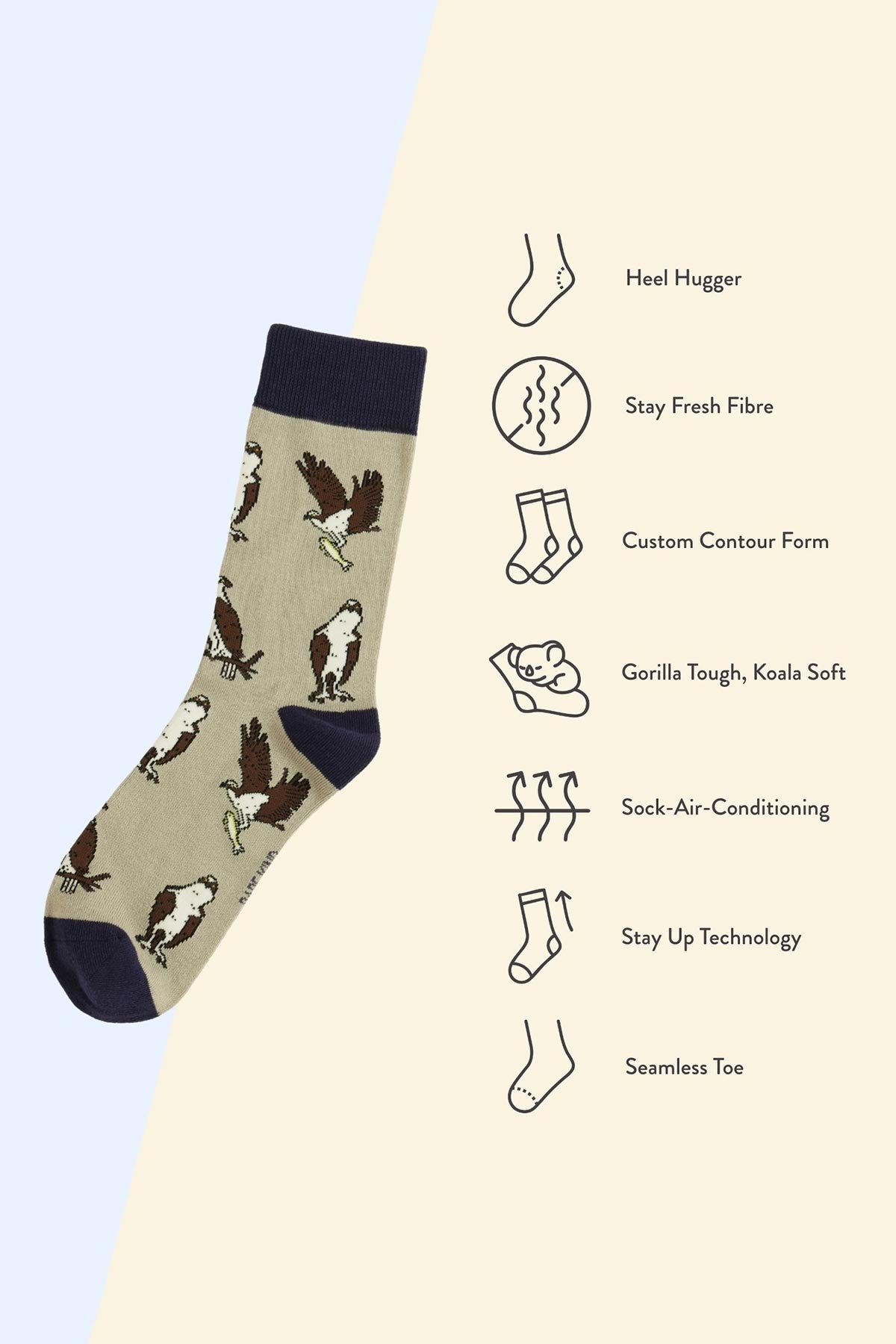 Save the Osprey Grey and Blue Bamboo Crew Socks — Urban Wild