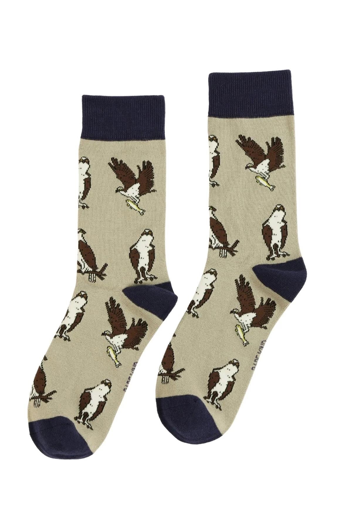 Save the Osprey grey and blue bamboo crew socks with all over osprey design — Urban Wild