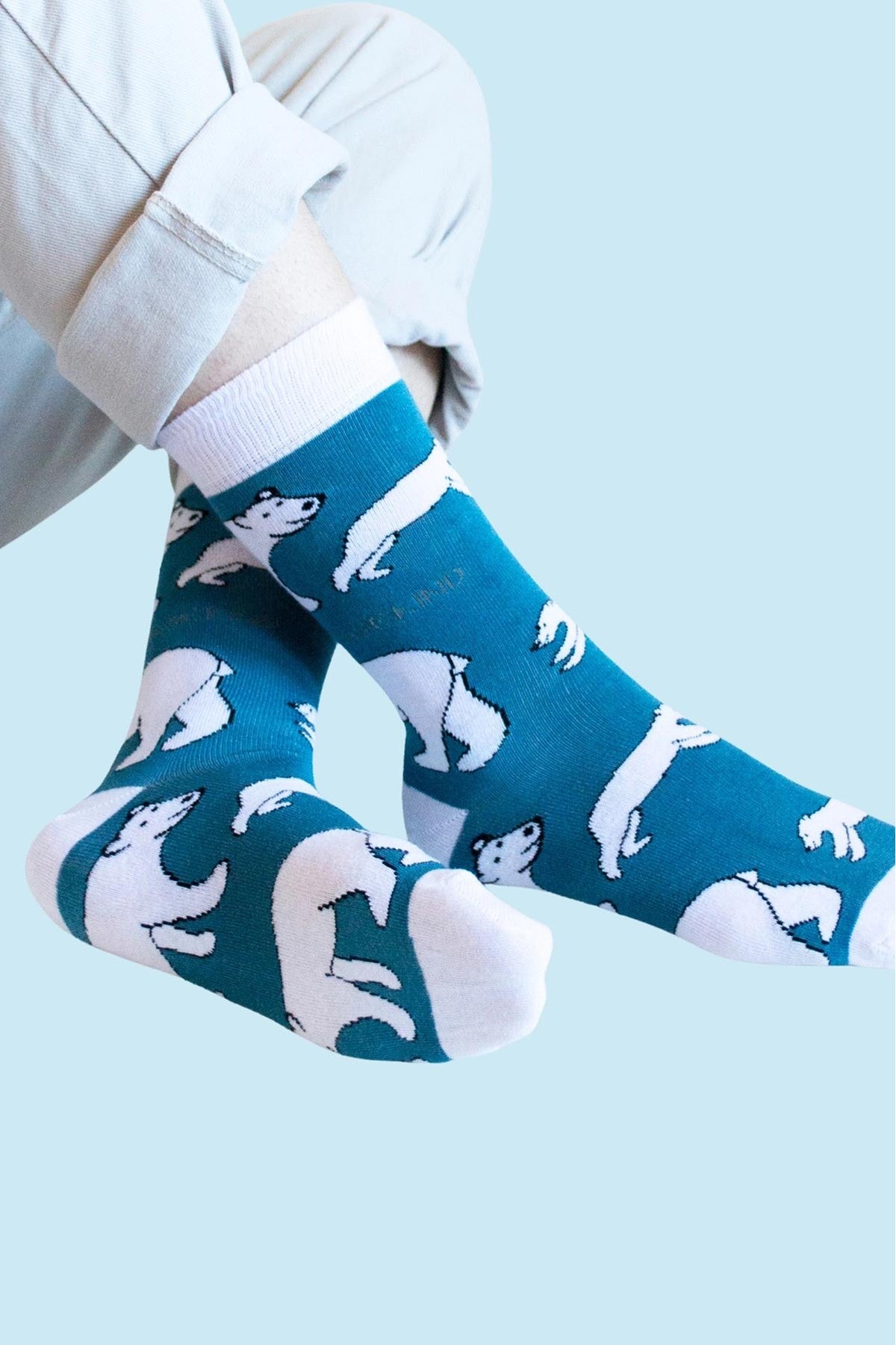 Save the Polar Bears Blue Bamboo Crew Socks — Urban Wild