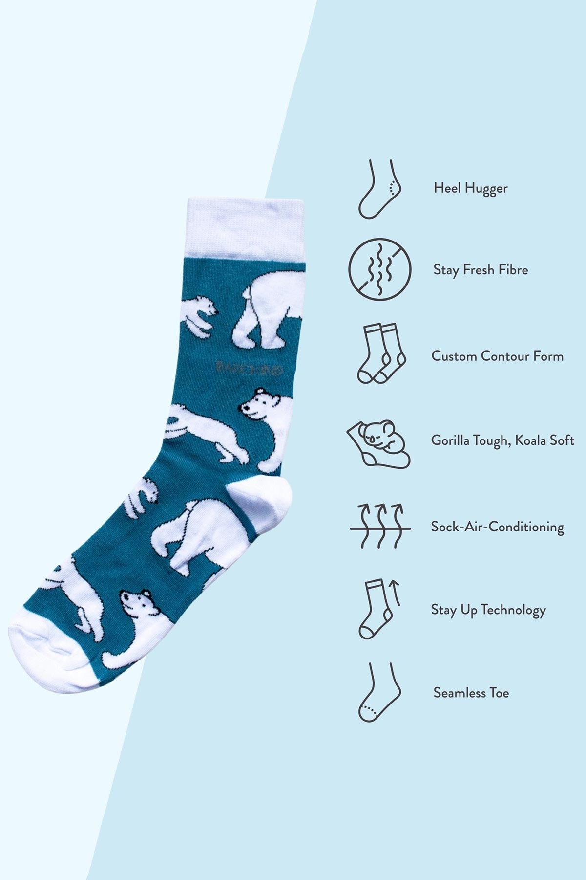 Save the Polar Bears Blue Bamboo Crew Socks — Urban Wild