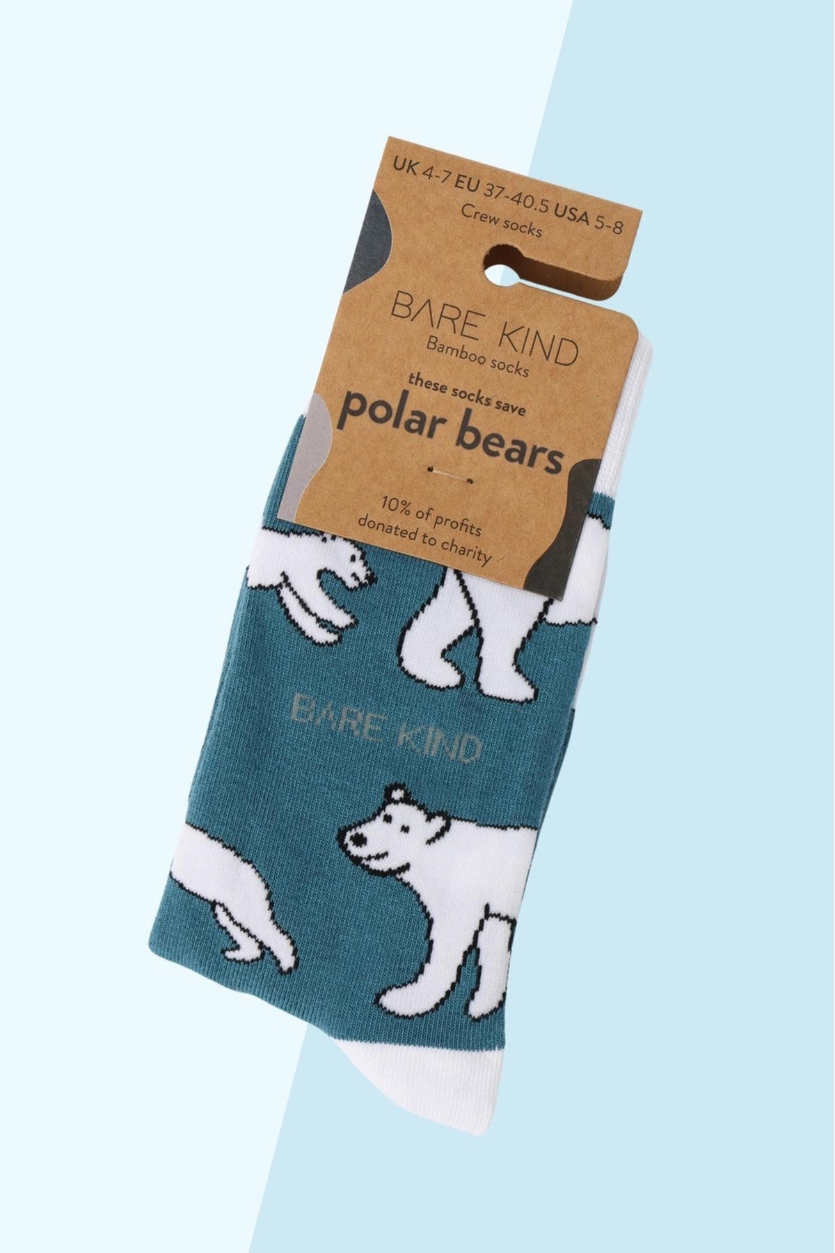 Save the Polar Bears Blue Bamboo Crew Socks — Urban Wild