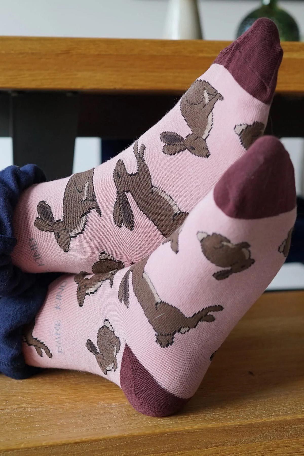 Save the Hares Pink Bamboo Crew Socks — Urban Wild