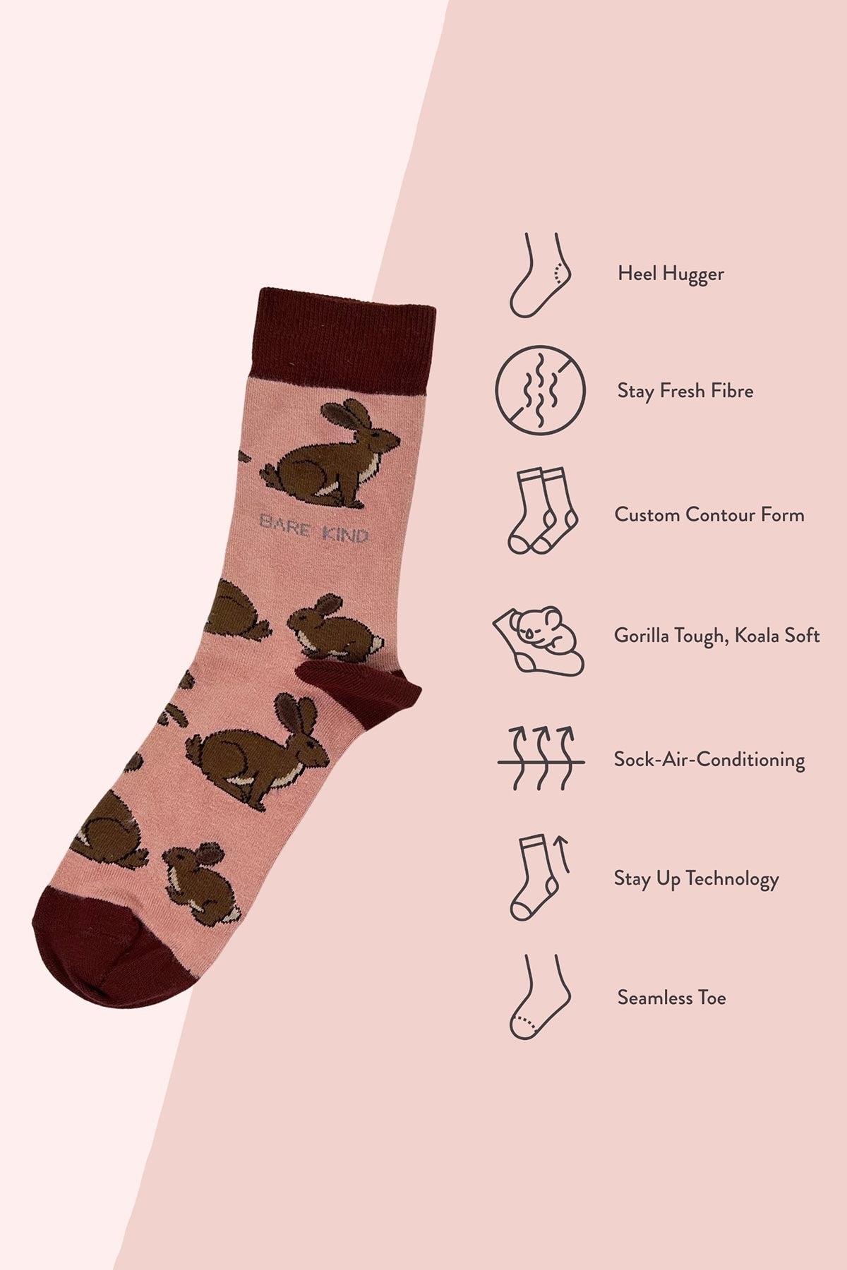 Save the Hares Pink Bamboo Crew Socks — Urban Wild