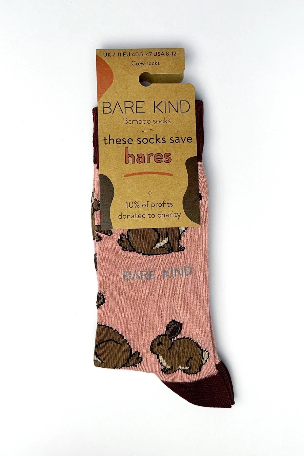 Save the Hares Pink Bamboo Crew Socks — Urban Wild