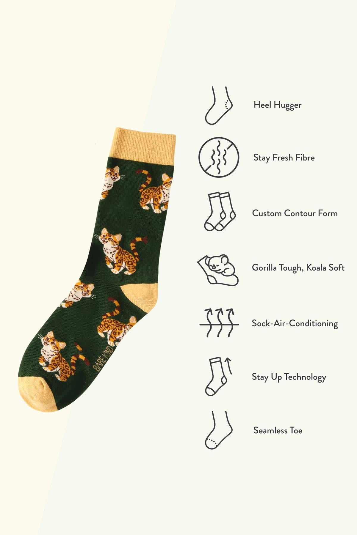 Save the Leopard Green Bamboo Crew Socks — Urban Wild