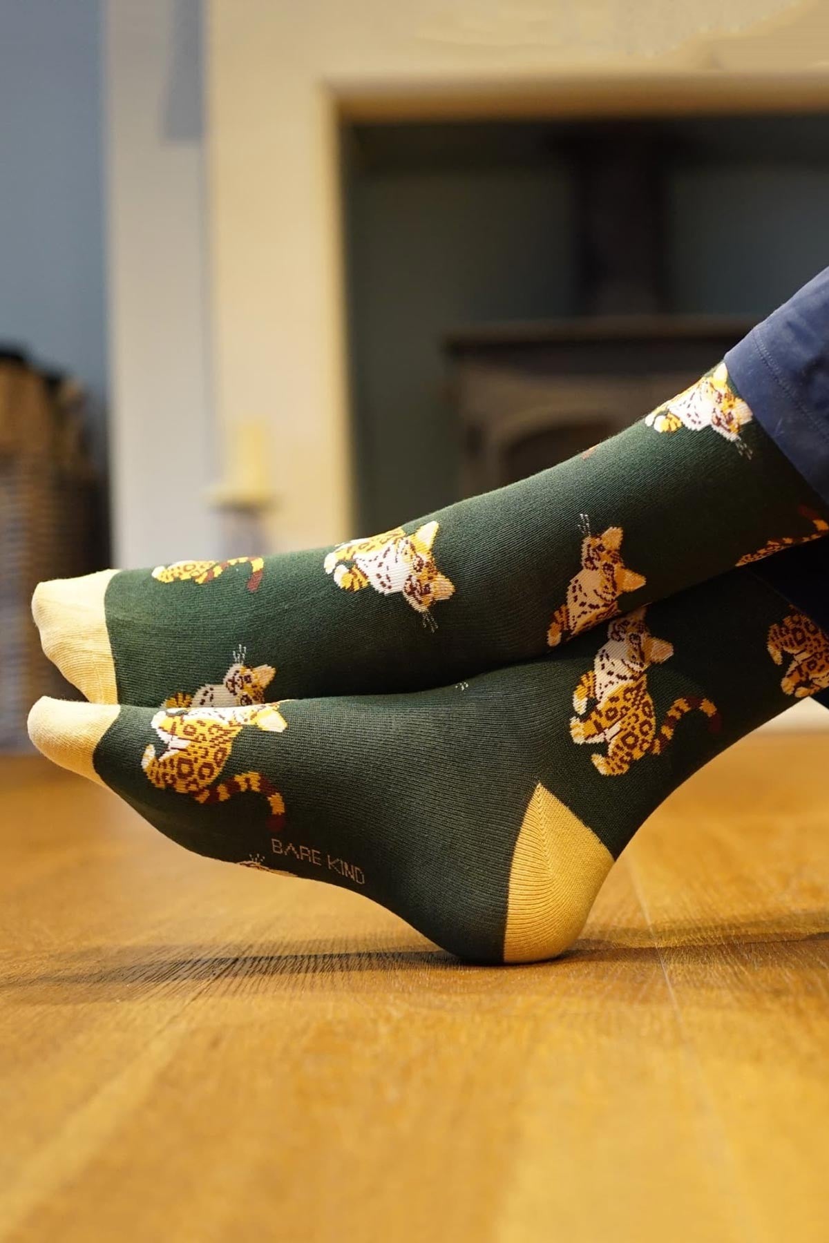 Save the Leopard Green Bamboo Crew Socks — Urban Wild